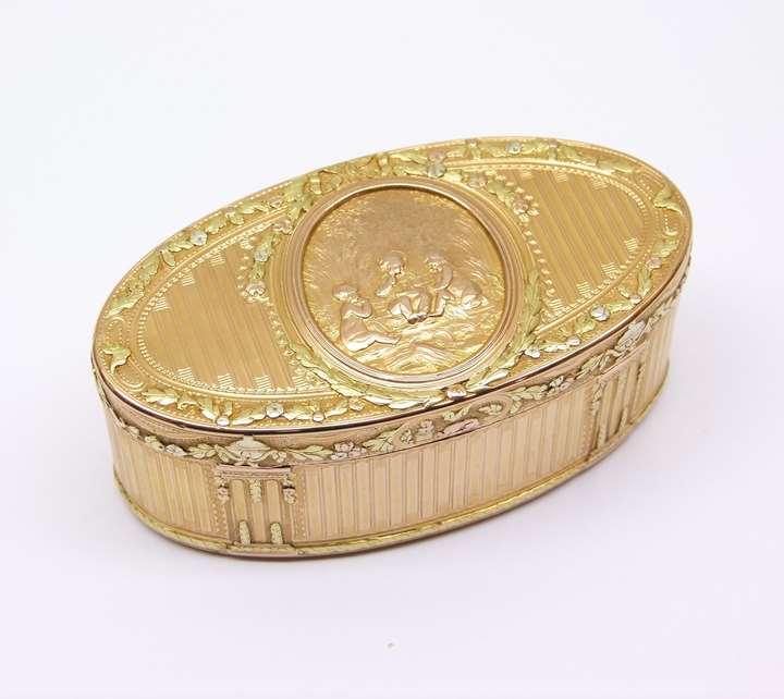 Louis XV long oval three colour gold box